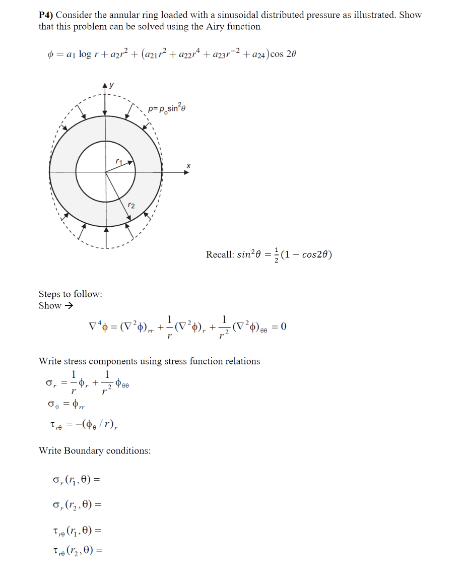 P4) Consider the annular ring loaded with a | Chegg.com