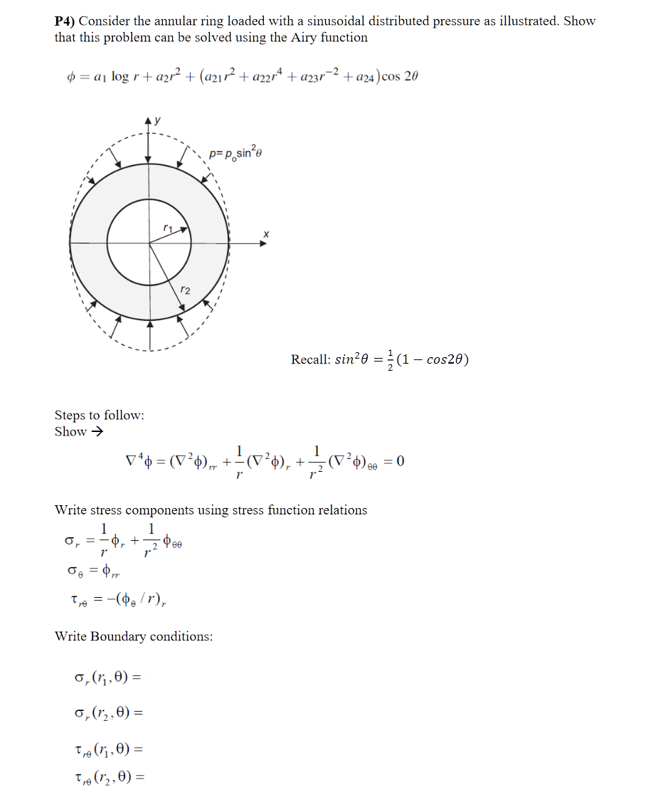 P4) Consider The Annular Ring Loaded With A | Chegg.com