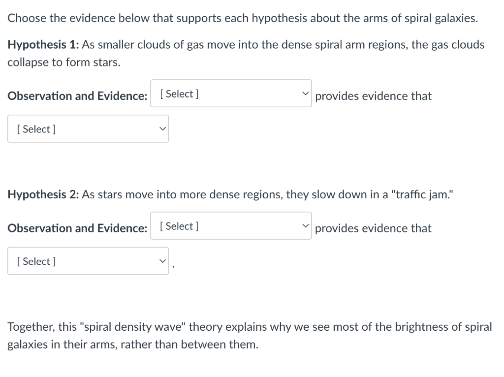 Solved Choose the evidence below that supports each | Chegg.com