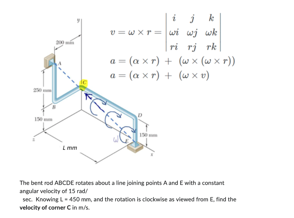 Solved The bent rod ABCDE rotates about a line joining