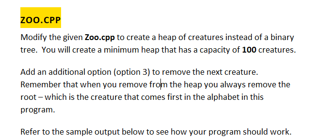 Solved Do this in c++ DO NOT COPY OTHER SOLUTIONS OR I WILL | Chegg.com
