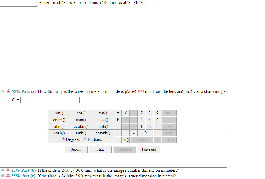 Solved A specific slide projector contains a 100 mm focal