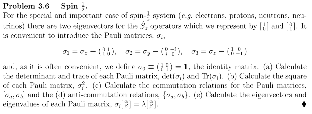 Solved Problem 3.6 Spin ;. For the special and important | Chegg.com