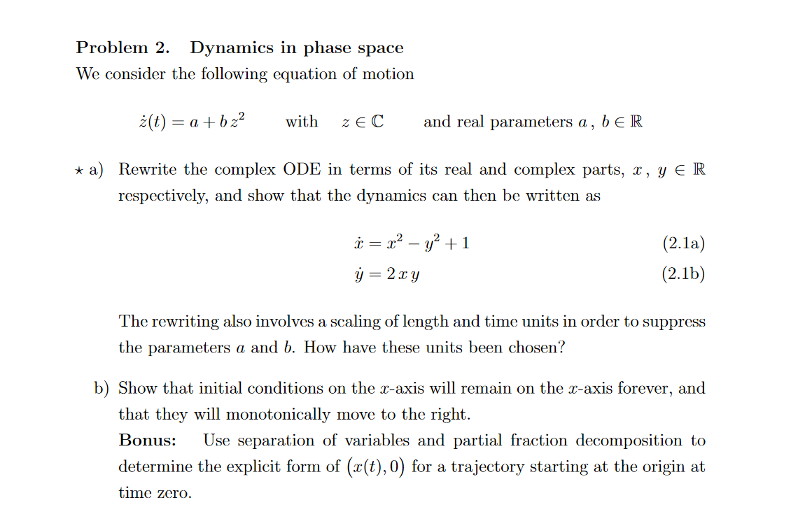 Problem 2. Dynamics in phase space We consider the | Chegg.com