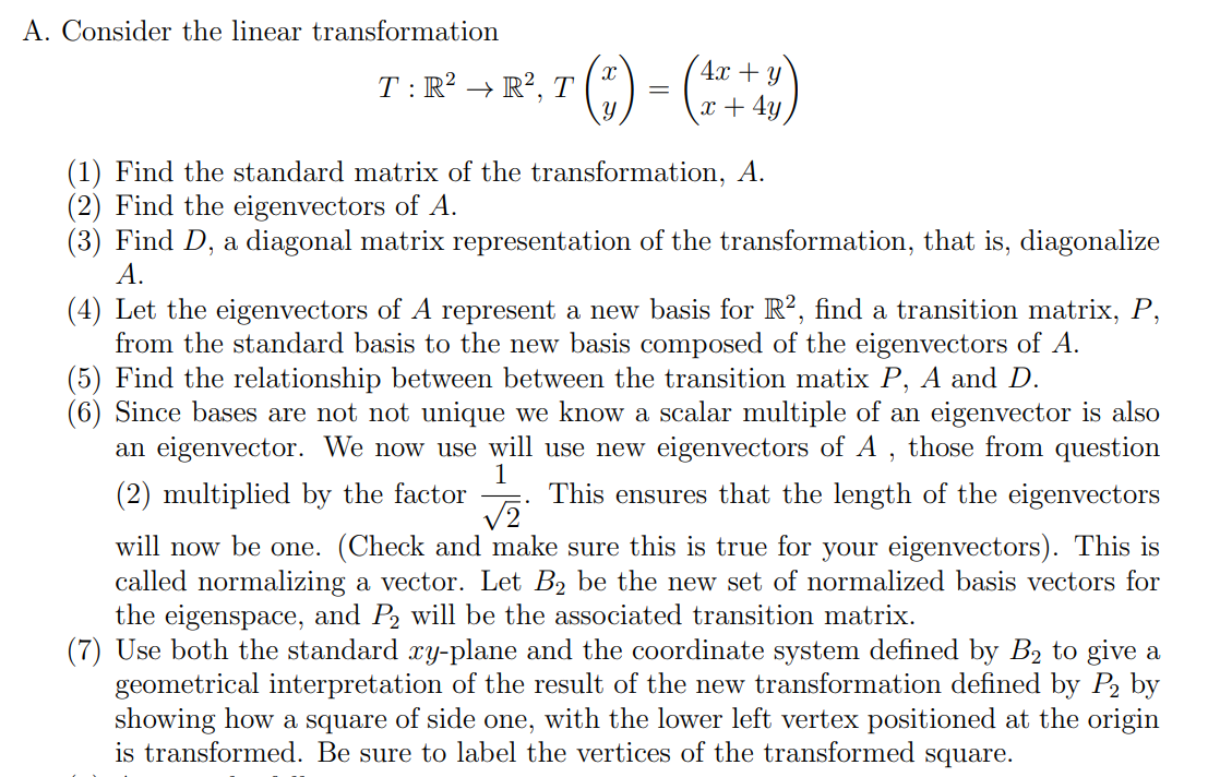 Solved A. Consider The Linear Transformation | Chegg.com