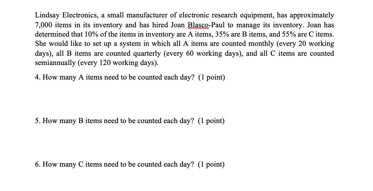 Solved Lindsay Electronics, A Small Manufacturer Of | Chegg.com