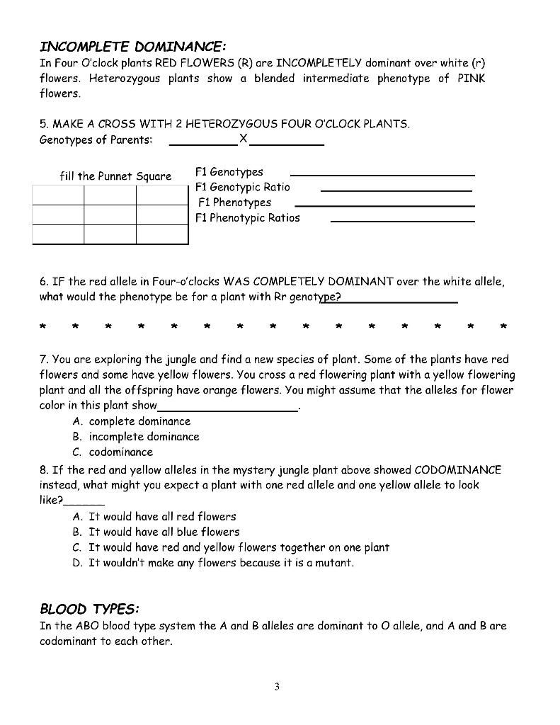 Solved DOMINANCE In Four O'clock plants RED