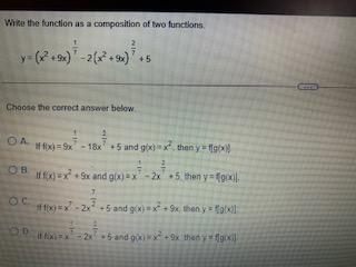 Solved Wite the function as a composition of two functions | Chegg.com