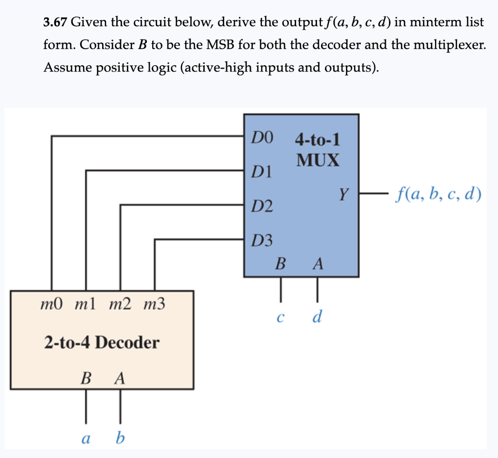 Solved 3.67 Given The Circuit Below, Derive The Output | Chegg.com