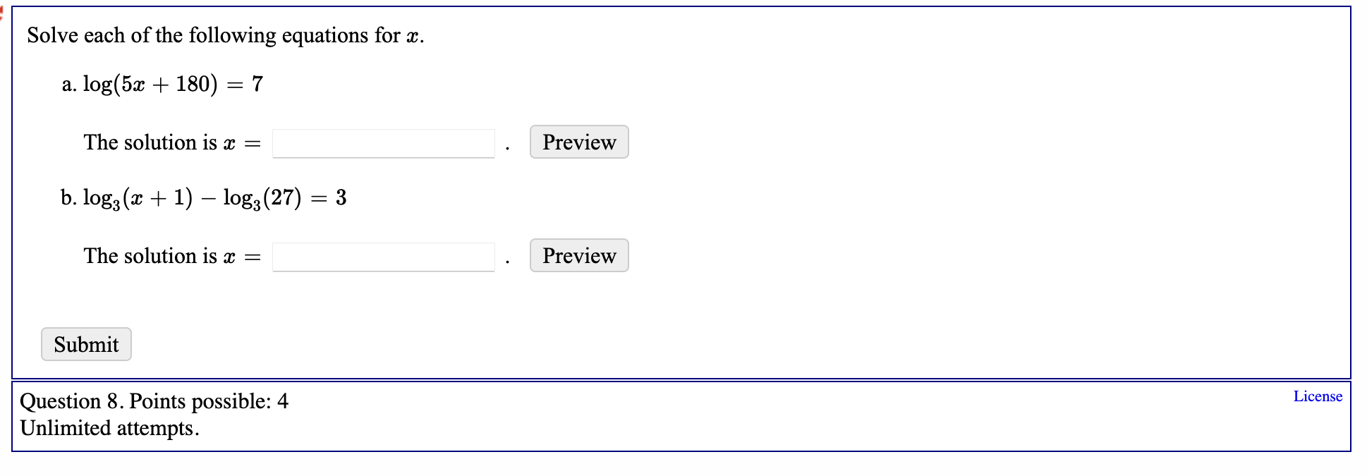 Solved Solve each of the following equations for x. a. | Chegg.com