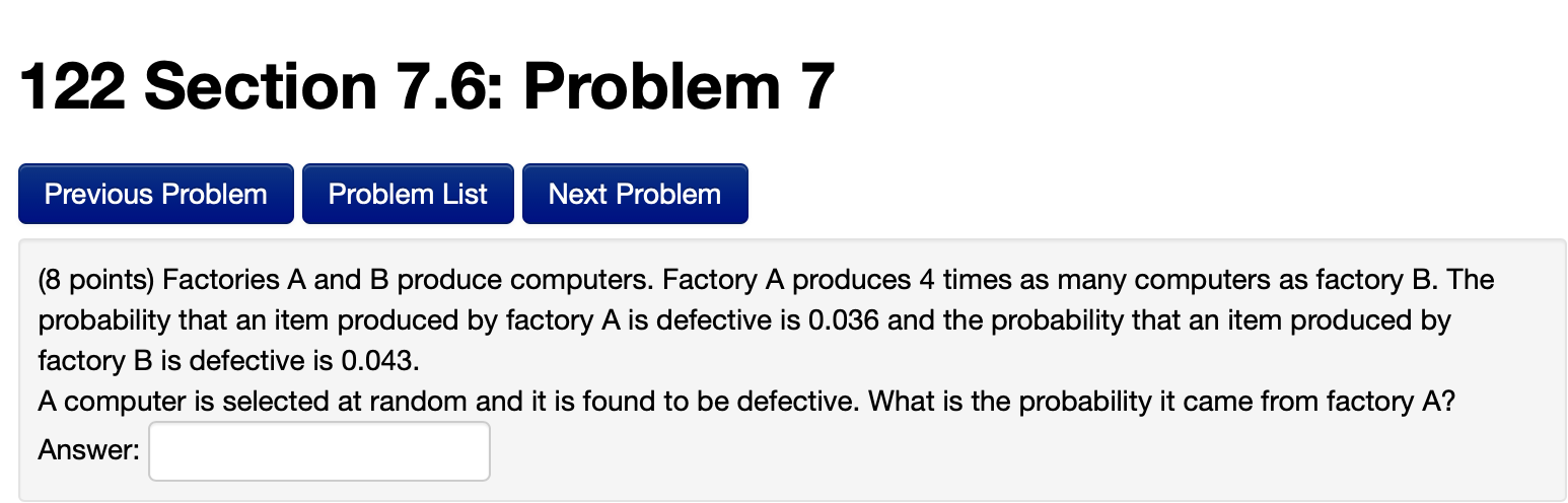 Solved 122 Section 7.6: Problem 7 Previous Problem Problem | Chegg.com