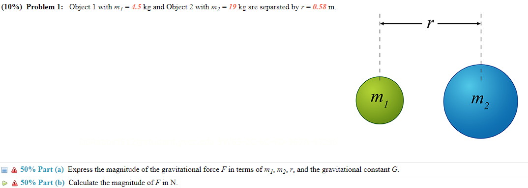 Solved (10%) ﻿Problem 1: Object 1 ﻿with ml=4.5kg ﻿and Object | Chegg.com