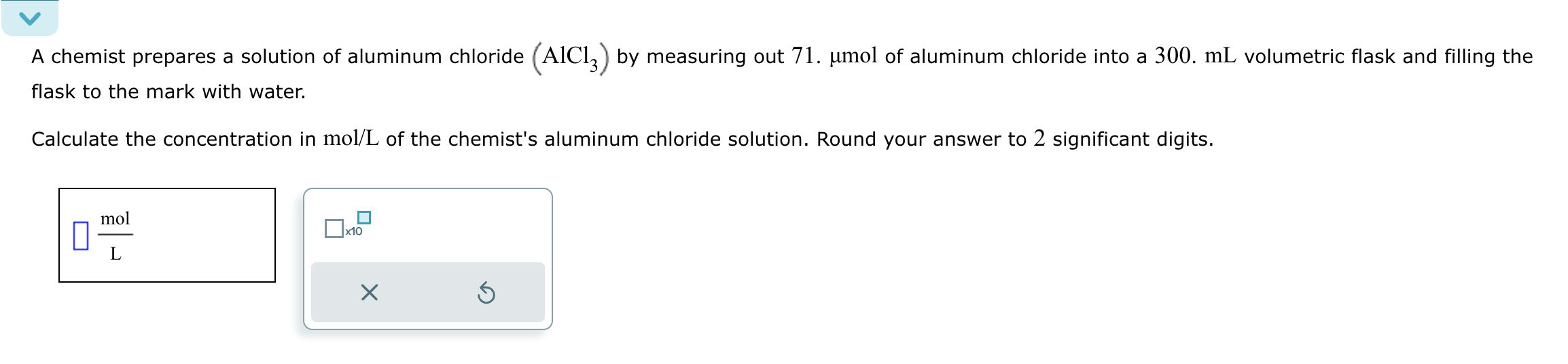 Solved A chemist prepares a solution of aluminum chloride | Chegg.com