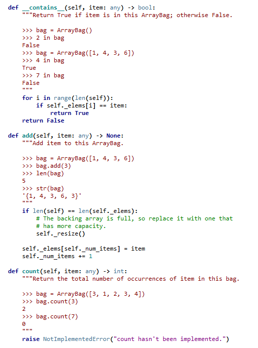 Solved Implement Method Count And Show The Code In Python. | Chegg.com