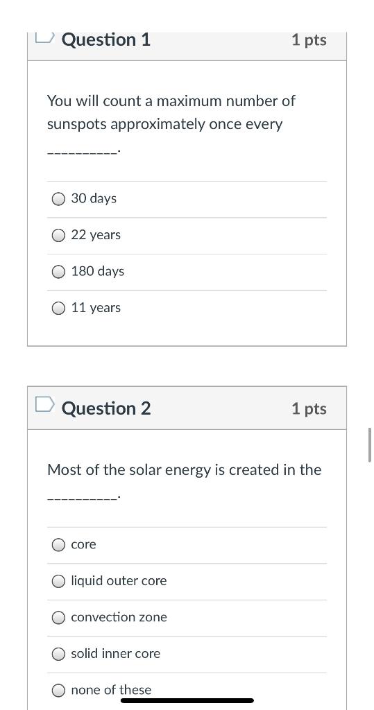 Solved 1 Question 1 1 pts You will count a maximum number of | Chegg.com