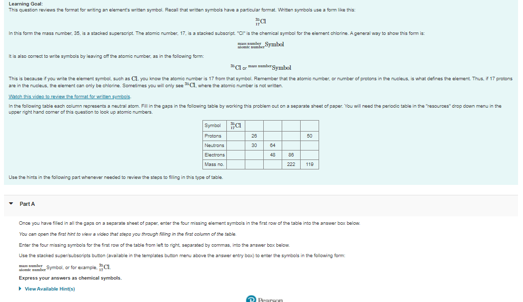 Solved Learning Goal: This question reviews the format for | Chegg.com