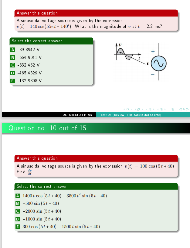 Solved Answer this question A sinusoidal voltage source is | Chegg.com