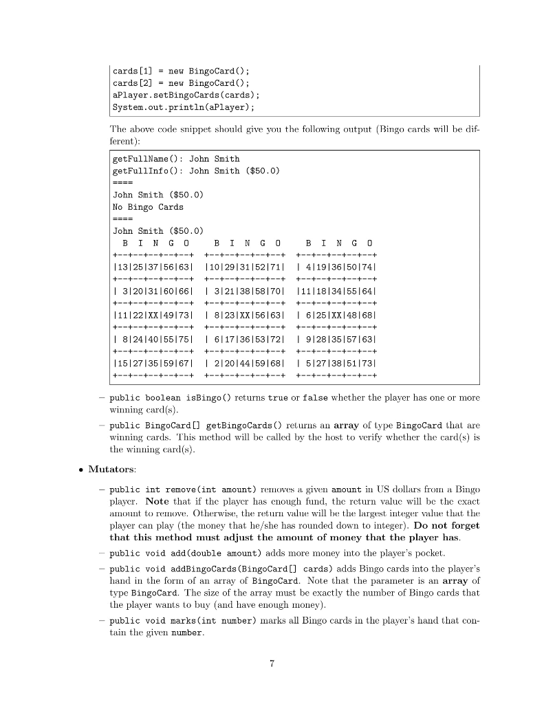 Solved Project 2 - BINGO CS 0401Intermediate Programming | Chegg.com