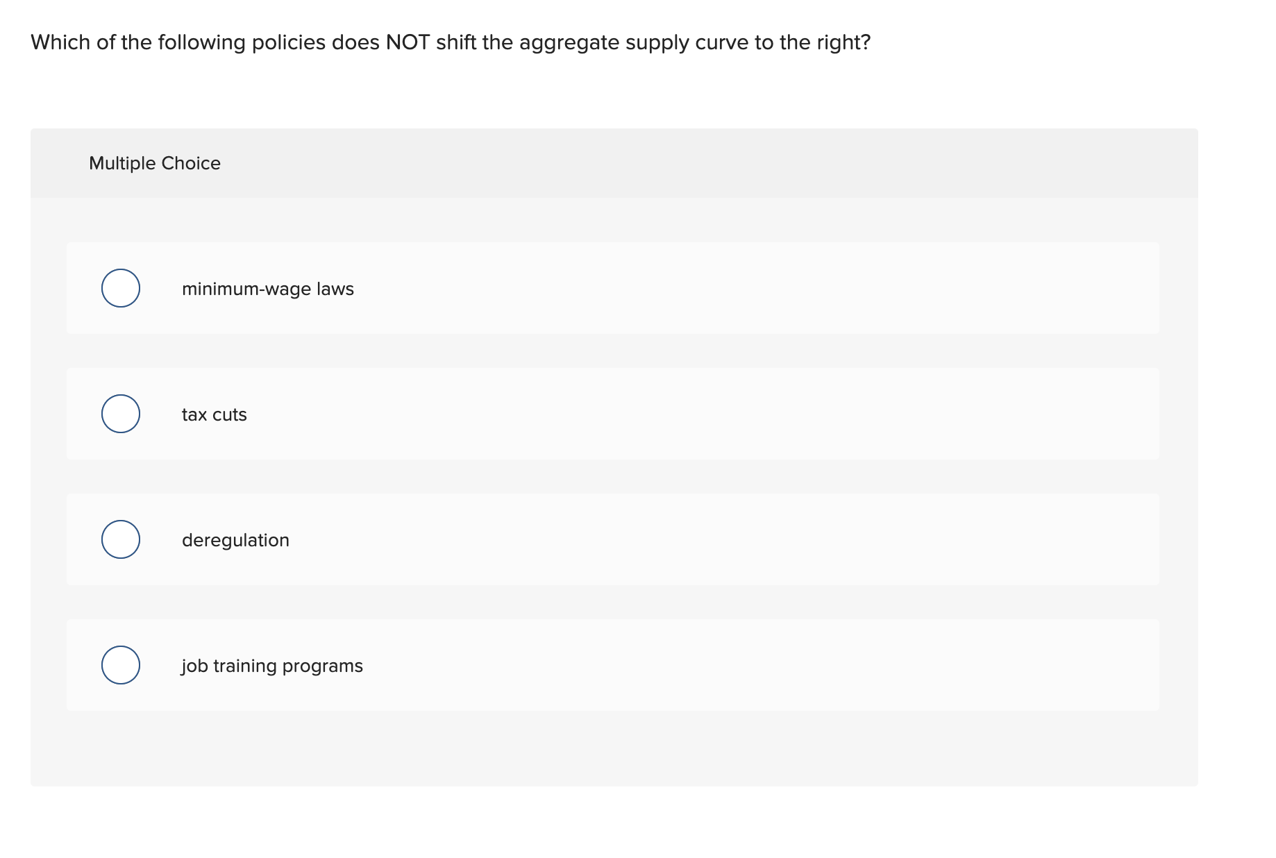 Solved Which of the following policies does NOT shift the | Chegg.com