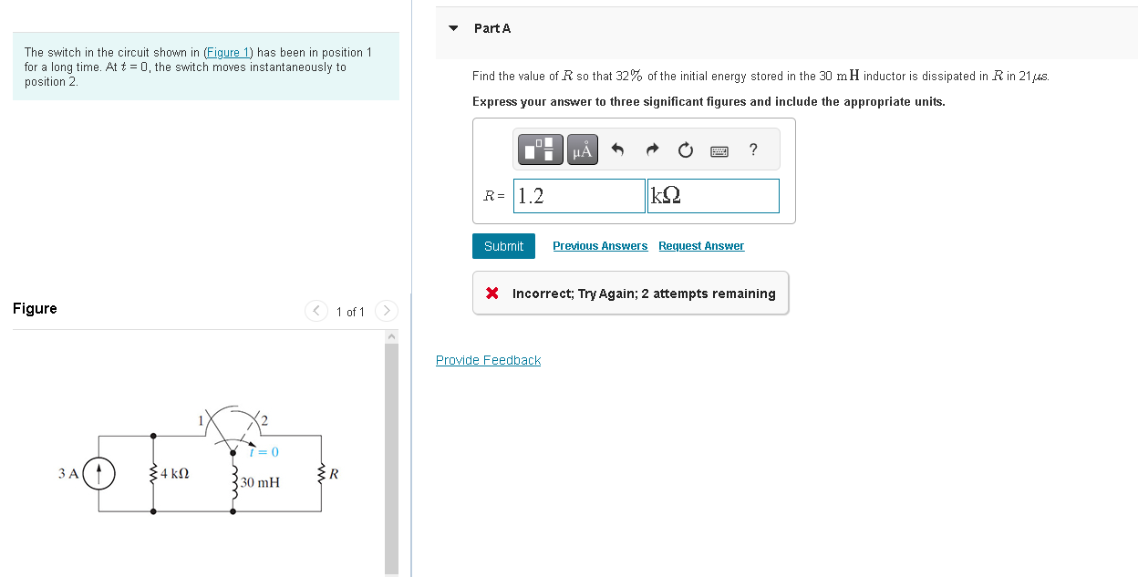 Solved The switch in the circuit shown in (Figure 1) has | Chegg.com