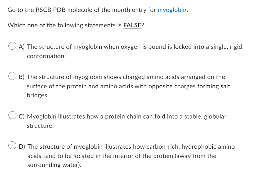 Solved Go to the RSCB PDB molecule of the month entry for | Chegg.com
