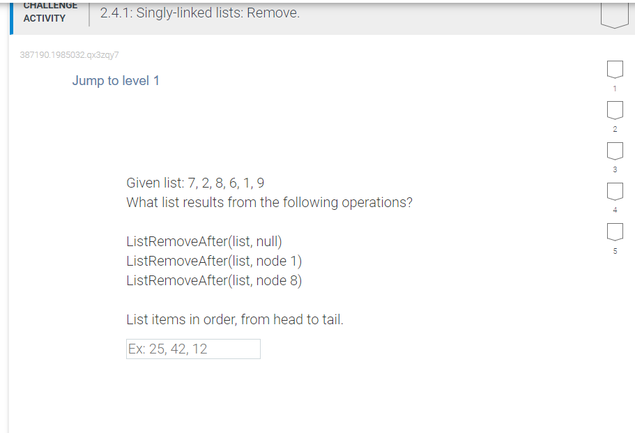Solved Given list: 7, 2, 8, 6, 1, 9 What list results from | Chegg.com