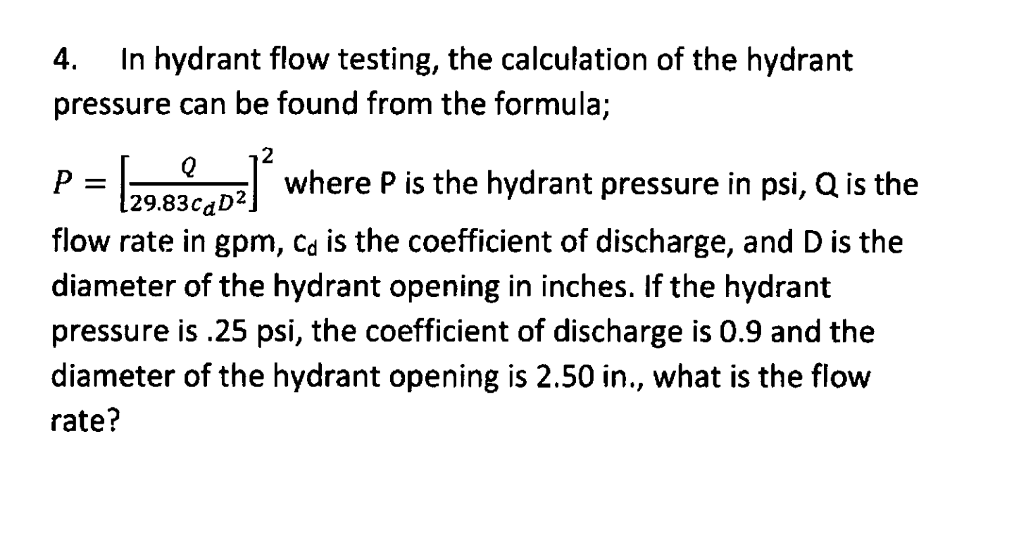 Solved 1. The HazenWilliams formula used for hydraulic