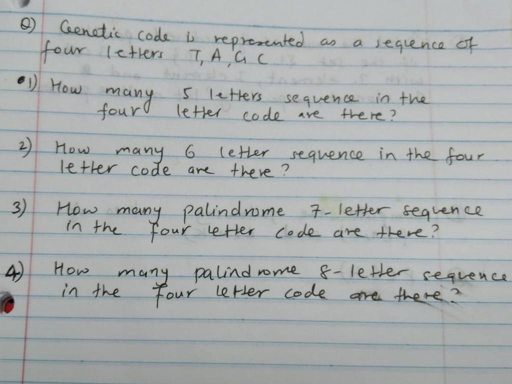 Solved Genetic code is represented as a sequence of four | Chegg.com