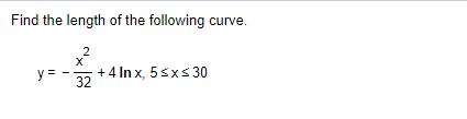 Solved Find the length of the following curve. | Chegg.com