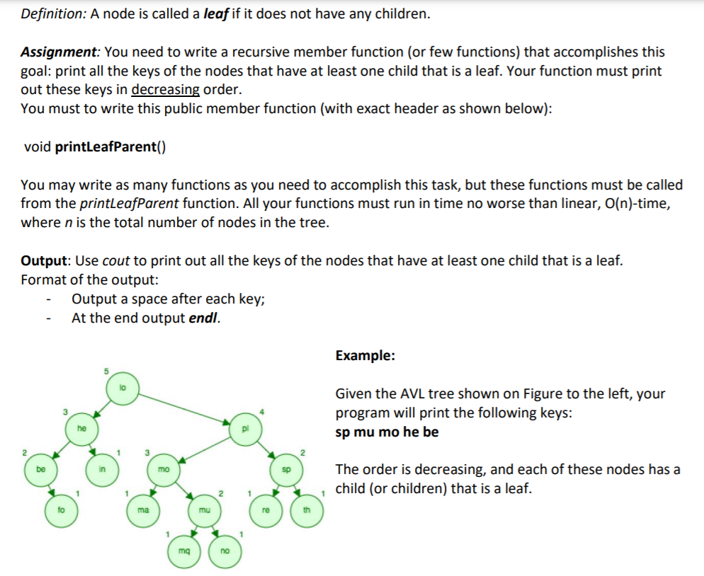 Solved Definition: A node is called a leaf if it does not | Chegg.com