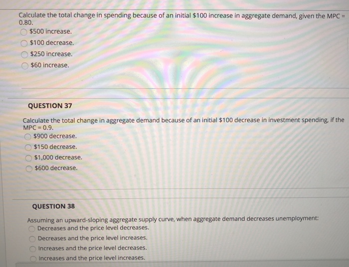 Solved Calculate the total change in spending because of an | Chegg.com