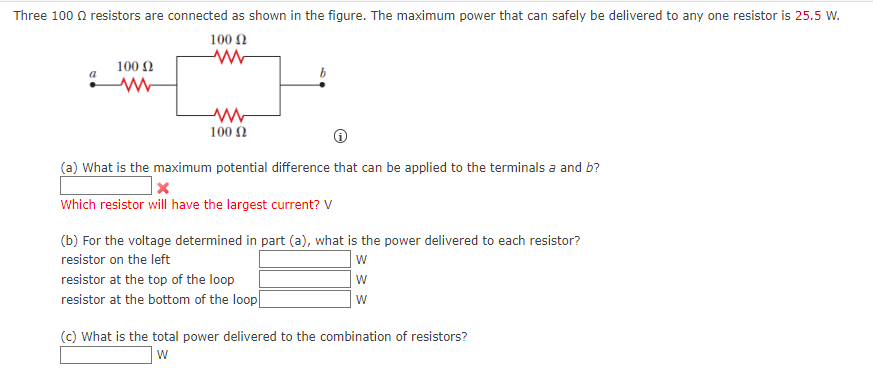 Solved Three 100 Q resistors are connected as shown in the | Chegg.com