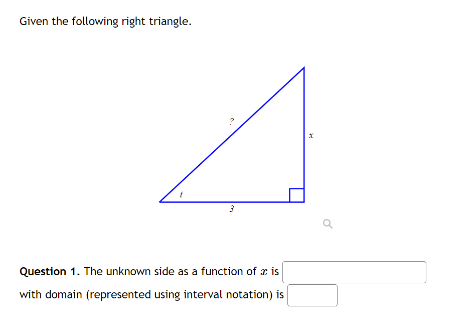 Solved Given the following right triangle. ? x x t 3 Q | Chegg.com