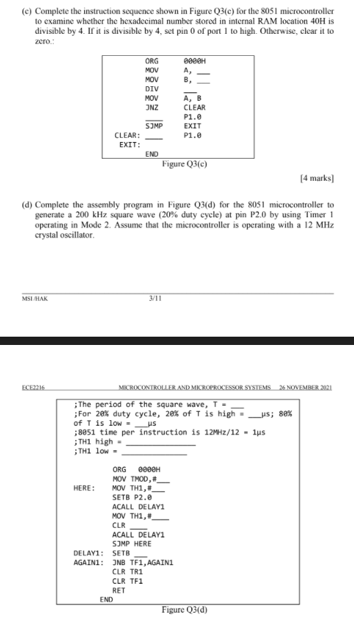 (b) The following table shows the interrupts for 8051 | Chegg.com