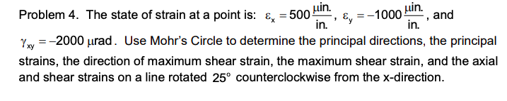 Solved uin.. and in and Problem 4. The state of strain at a | Chegg.com