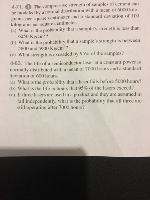 Solved The compressive strength of samples of cement can be