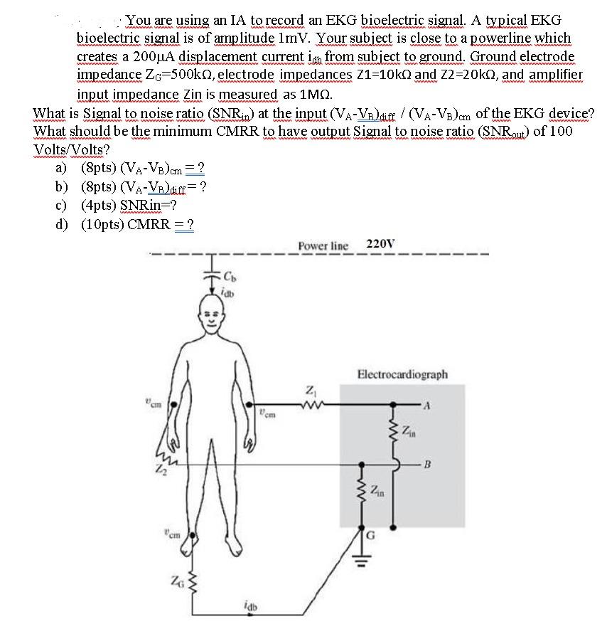 Solved w w w w w w You are using an IA to record an EKG