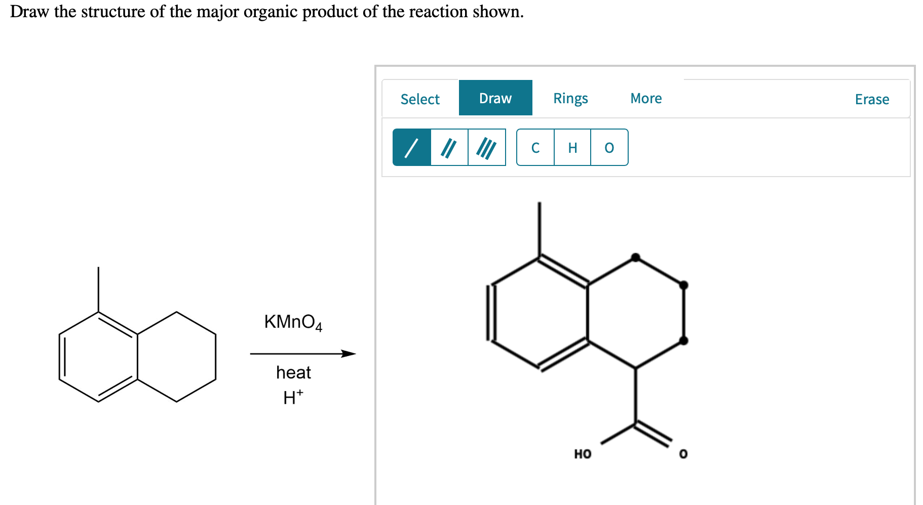 Solved Draw the structure of the major organic product of