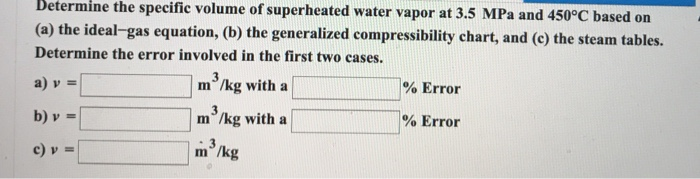 Solved Determine The Specific Volume Of Superheated Water | Chegg.com