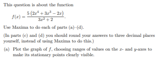 Solved This question is about the function 5 (21° +3.r3 – | Chegg.com