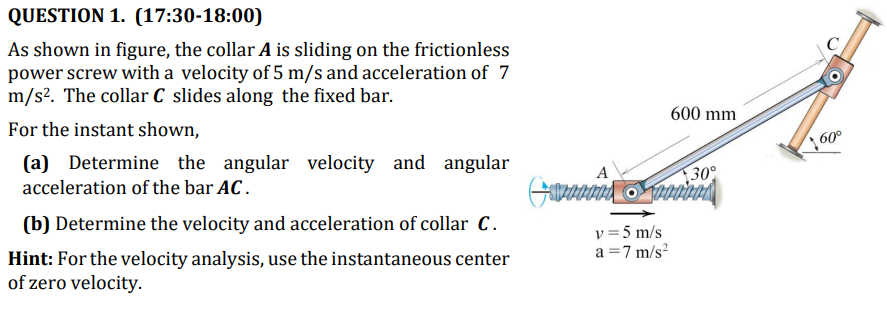 Solved As shown in figure, the collar A is sliding on the | Chegg.com