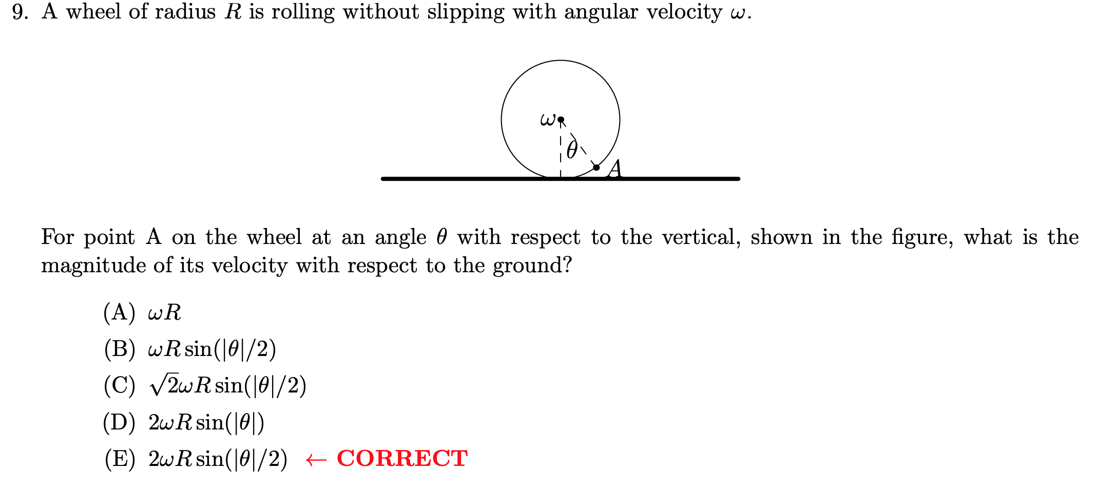 Solved 9. A wheel of radius R is rolling without slipping | Chegg.com