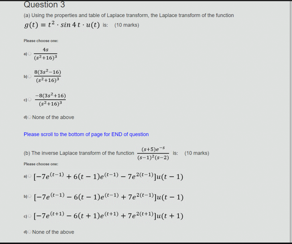 Solved Uestion A Using The Properties And Table Of Laplace Chegg