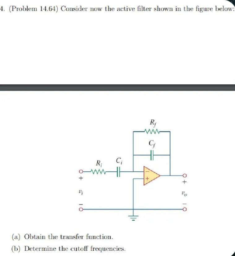 Solved (Problem 14.64) Consider now the active filter shown | Chegg.com