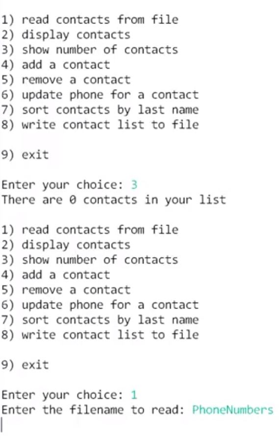 Solved Using JAVA: PhoneContactsApp Suggested: Read | Chegg.com