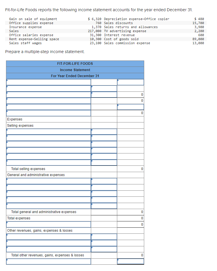 Solved Fit-for-Life Foods reports the following income | Chegg.com