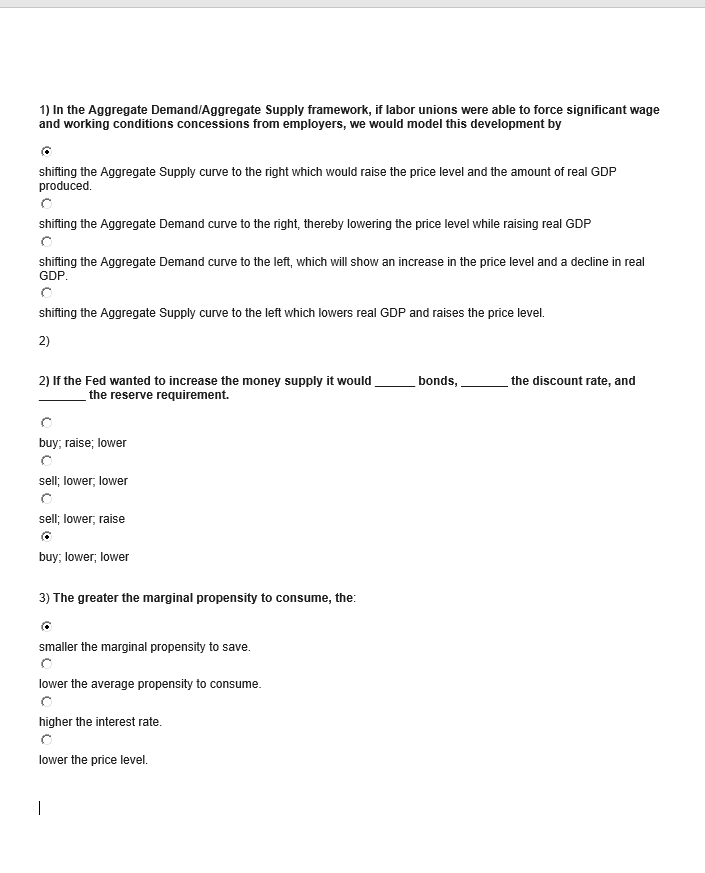 Solved 1) In the Aggregate Demand/Aggregate Supply | Chegg.com