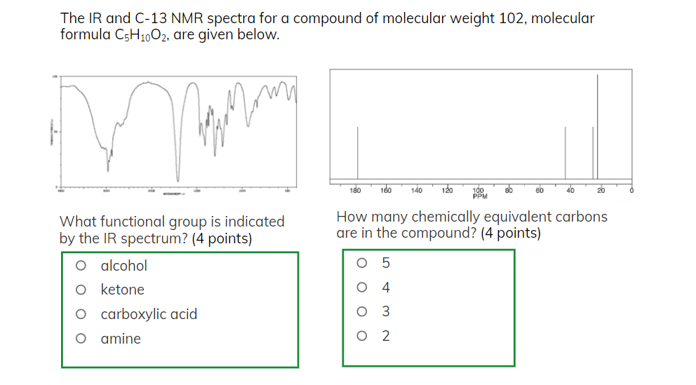 Solved The IR and C-13 NMR spectra for a compound of | Chegg.com