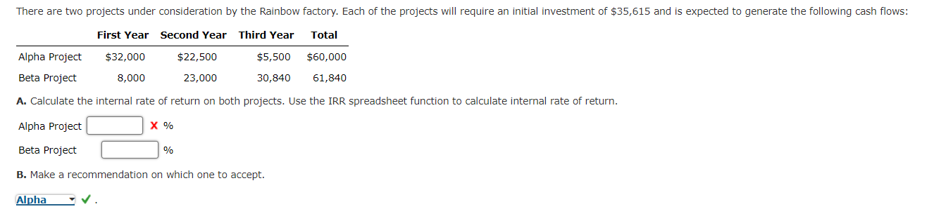 There are two projects under consideration by the | Chegg.com
