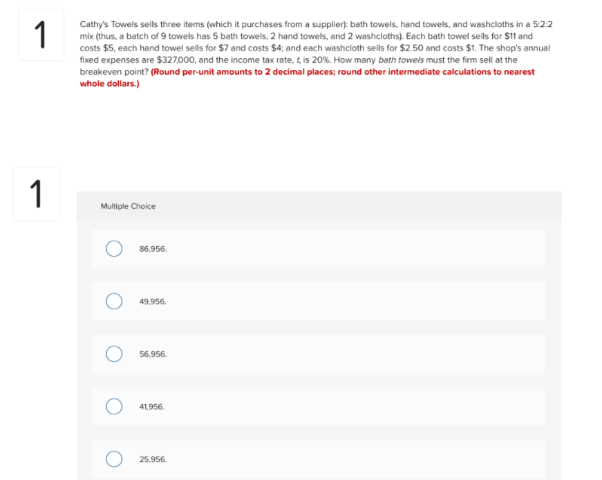 Solved Cathy's Towels sells three items (which it purchases